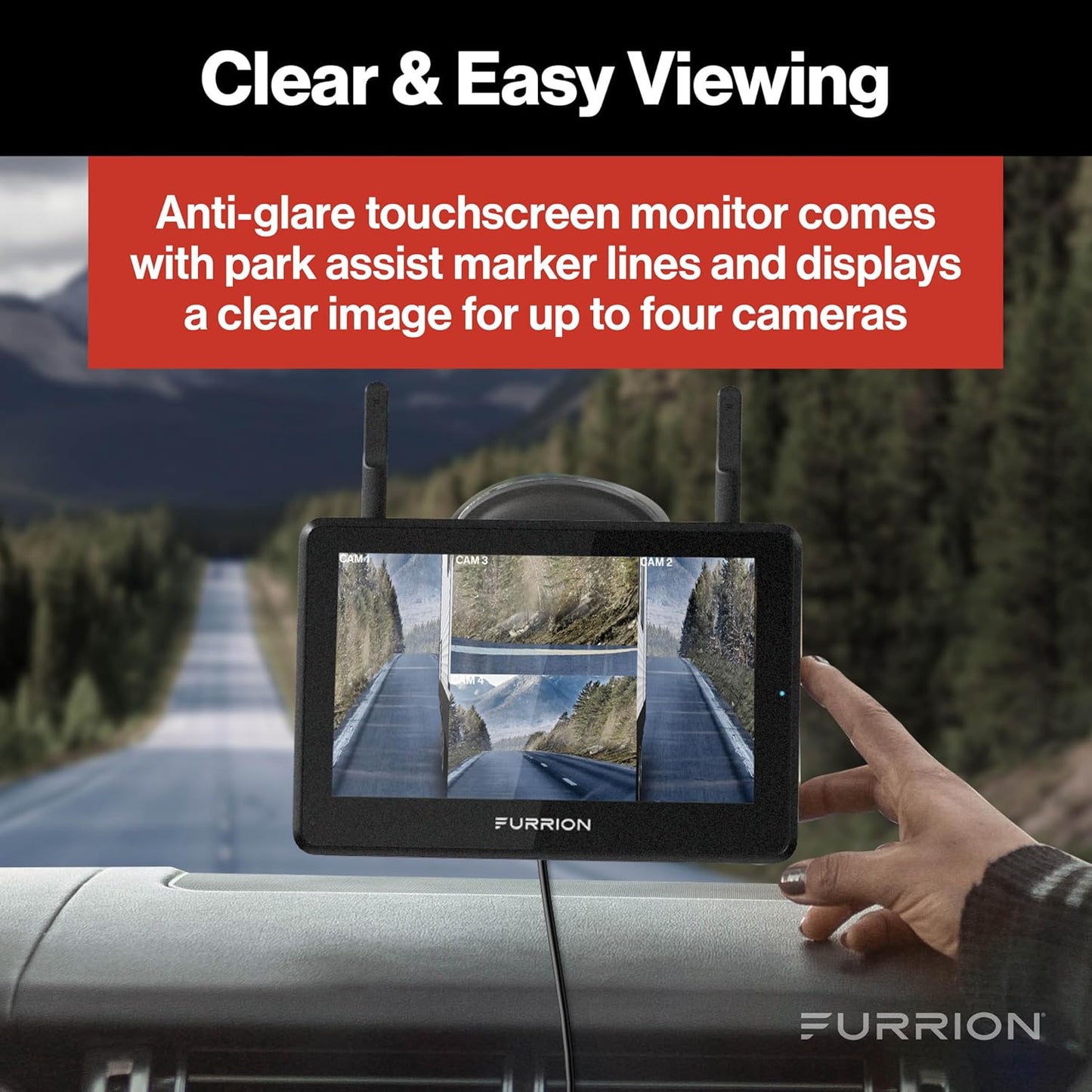 Furrion Vision S+ RV Backup Camera System 5" Monitor Sharkfin FOS5HTASF